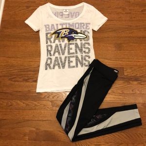 PINK Baltimore Ravens Shirt and FILA Running Pants